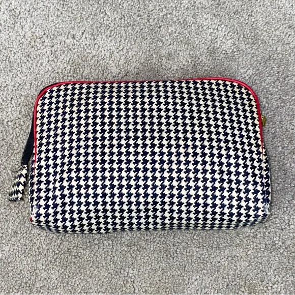 AUTH VTG Christian Dior Houndstooth Small Cosmetic Makeup Bag Clutch Zip Pouch - Picture 8 of 16